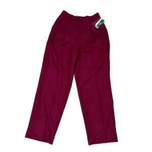 Vintage Charter club women wool dress pants plaid front burgundy red Sz 10